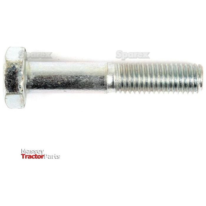 A close-up image of a hex bolt with a threaded end. The bolt is identified as a Metric Bolt M10x55mm (DIN 931) and is made of metal with a subtle sheen. The "Sparex" logo can be seen in the lower left corner, along with the part number S.54736.