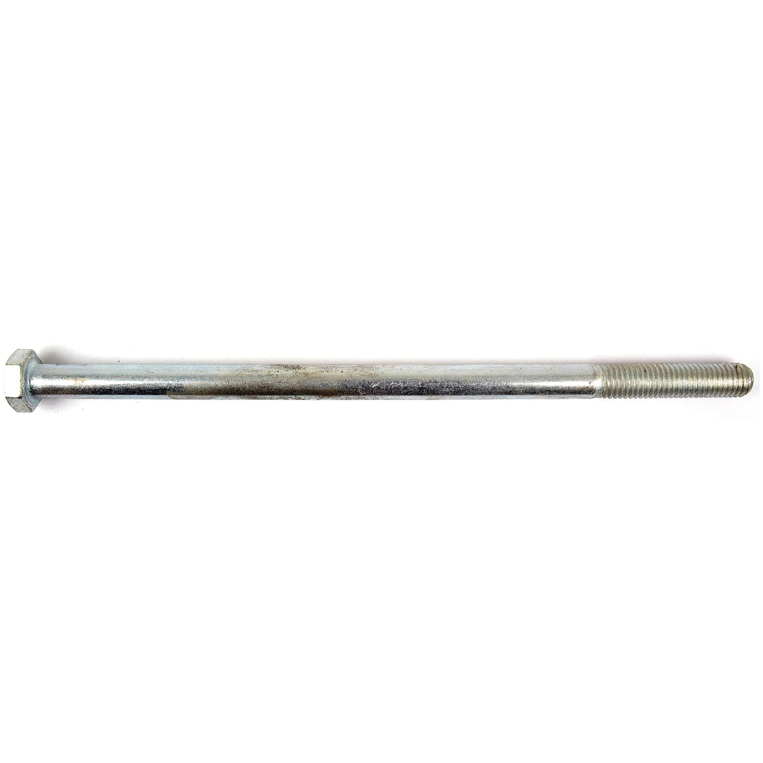 A Metric Bolt M12x240mm (DIN 931) from Sparex, featuring a hexagonal head and zinc plating for corrosion resistance, is lying horizontally on a white background.