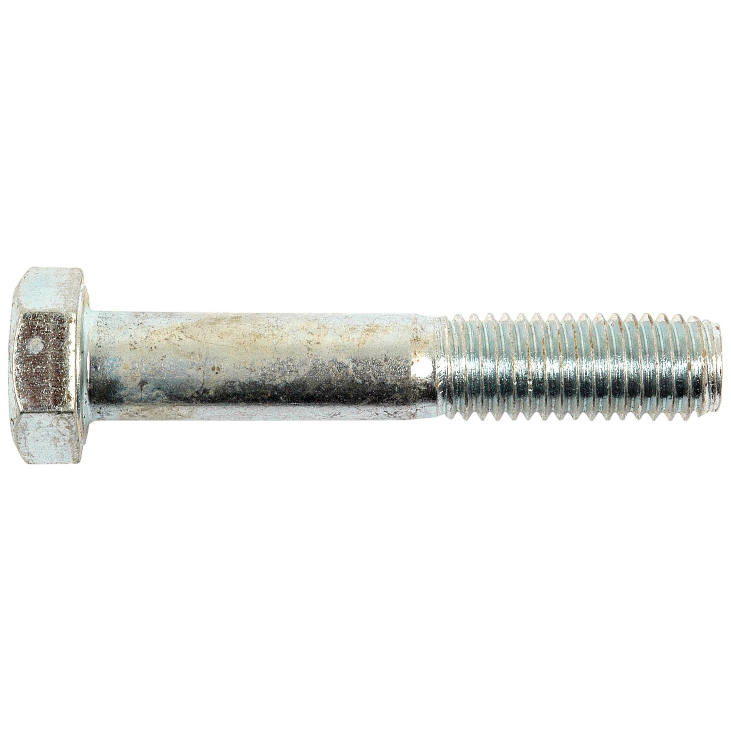A close-up image of the Sparex Metric Bolt M14x80mm (DIN 931) | Part No. S.6971, featuring its zinc-plated metal hex head and partially threaded shaft, highlighting its 8.8 tensile strength.