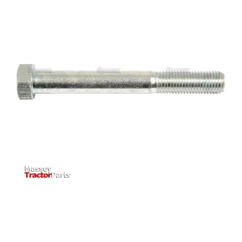 A close-up image of a hexagonal-headed metal bolt with partial threading. The background is white, and there is a visible Sparex logo at the bottom left corner. This zinc-plated Metric Bolt M16x130mm (DIN 931) | Sparex Part No.S.6988 exemplifies the durability and quality you can expect from Sparex products.