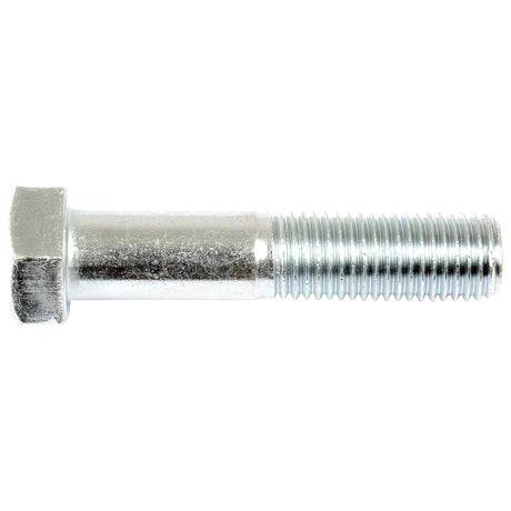 A silver Sparex Metric Bolt M16x75mm (DIN 931), part number S.6983, lies horizontally on a white background, showcasing its threaded end and hexagonal head.
