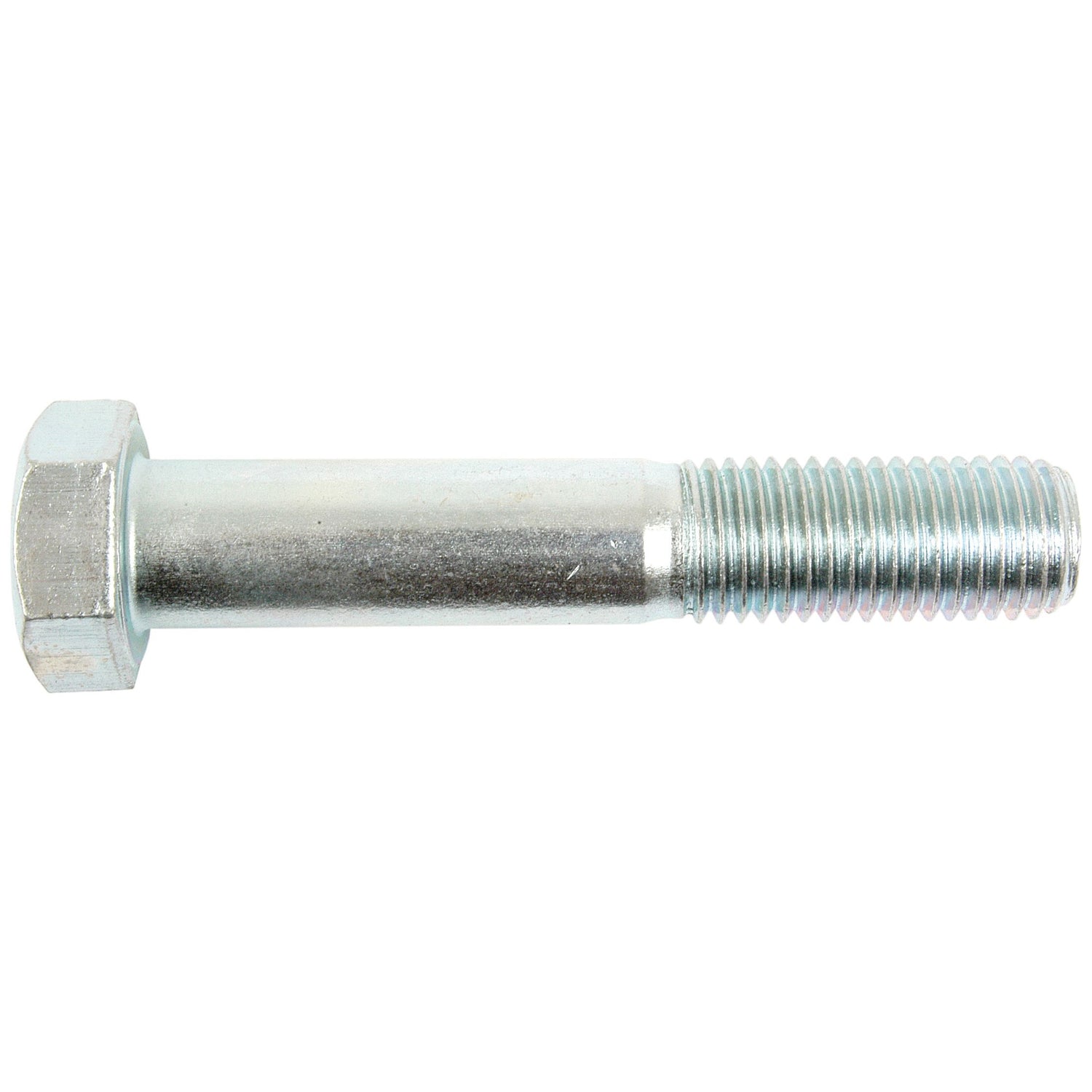 A silver Sparex Metric Bolt M20x110mm (DIN 931) with a threaded end, Grade 8.8 and zinc plated, isolated on a plain white background.