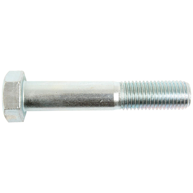 A silver Sparex Metric Bolt M20x110mm (DIN 931) with a threaded end, Grade 8.8 and zinc plated, isolated on a plain white background.