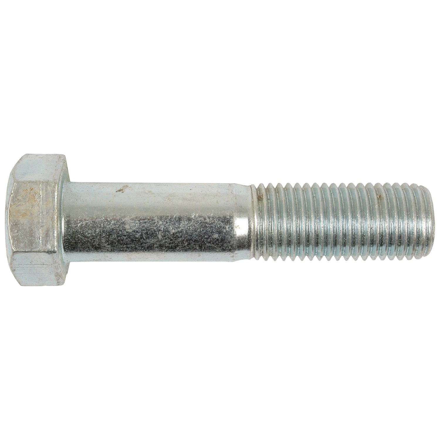 A Sparex Metric Bolt M22x100mm (DIN 931), featuring a hexagonal head and partially threaded shank, zinc-plated for enhanced durability, is positioned horizontally on a white background.