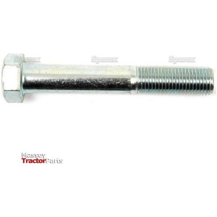 Close-up of a Metric Bolt M22x140mm (DIN 931) | Sparex Part No.S.53748, against a white background with the "Massey Tractor Parts" logo visible in the bottom left corner.