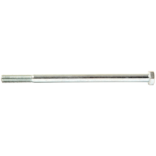 A close-up view of the Sparex Metric Bolt M8x150mm (DIN 931), showcasing its zinc-plated finish and threading on one end.