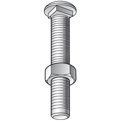 Metric Carriage Bolt and Nut, Size: M6 x 25mm (Din 603/555)
 - S.8224 - Massey Tractor Parts