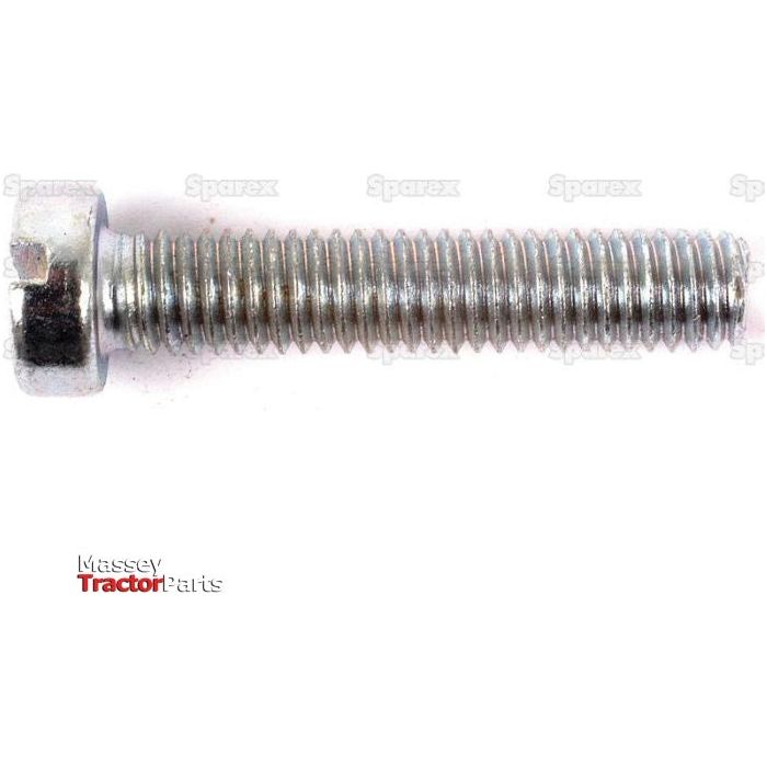A Metric Cheese Head Machine Screw (M6x30mm, DIN 84) with a hexagonal head is displayed against a white background with subtle watermarks of the brand "Sparex." At the bottom left corner, the text "Massey Tractor Parts" highlights its compatibility, referring to Sparex Part No. S.54094.