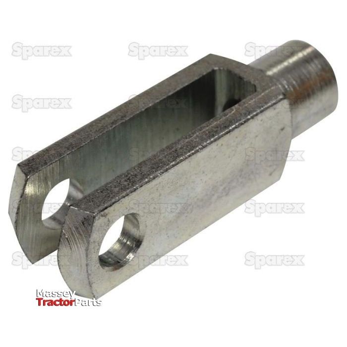 The Metric Clevis End M8.0 (DIN 71751) by Sparex, part number S.51326, features a rectangular slot with two circular holes and is available at Massey Tractor Parts.