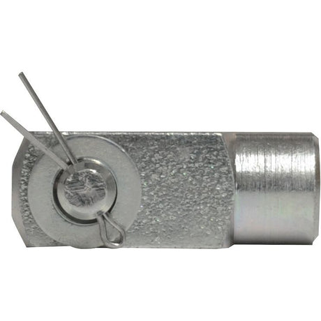 A Sparex Metric Clevis End with Pin M4.0 (DIN 71751) | Sparex Part No. S.52306, featuring a metal cotter pin inserted into a hexagonal cylindrical metal component, against a white background.