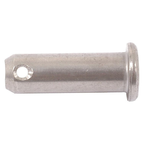 Close-up of a small, cylindrical metal pin, likely a Metric Clevis Pin ØM6.0mm x 14.5mm (Sparex Part No. S.52335), with a hole near one end and a flange at the other end from Sparex.