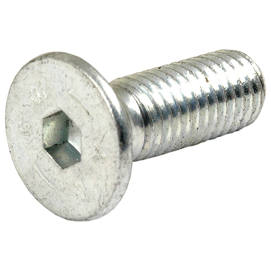 A close-up of the Sparex Metric Countersunk Hexagon Socket Screw, M10x30mm (DIN 7991), placed against a plain white background, highlights the precision and high tensile strength characteristic of metric screws.