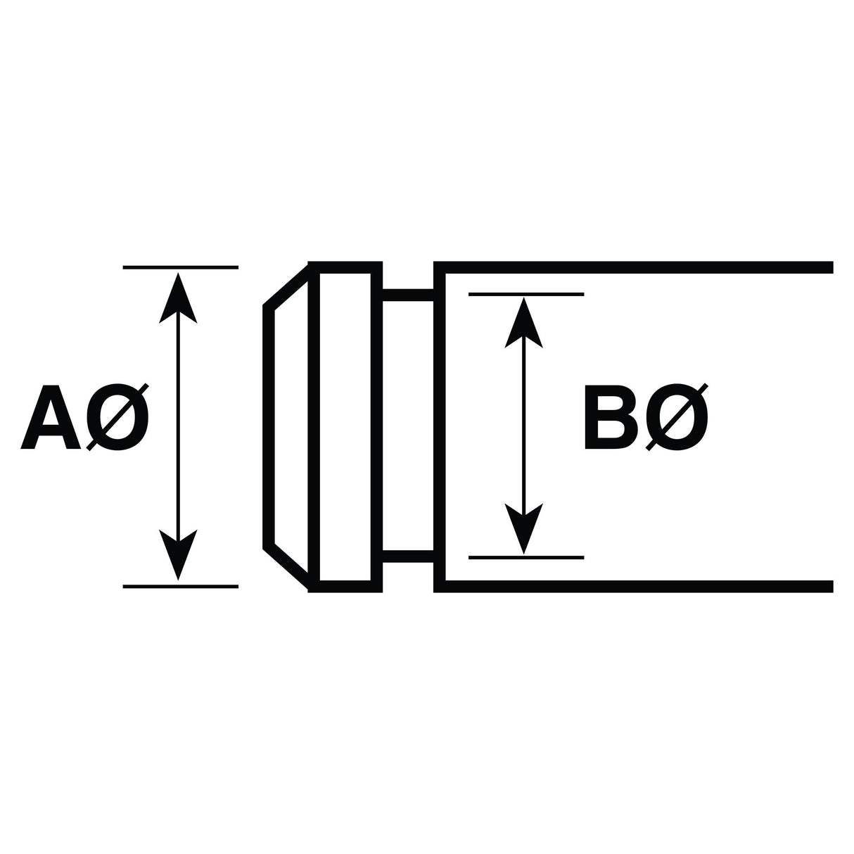 Technical diagram of a cylindrical object with dimensions labeled as A diameter (AØ 4.5-15.5mm) and B diameter (BØ 3.2-12mm) indicated by arrows, featuring a Sparex Metric E Clip conforming to DIN 6799 standards (Sparex Part No.S.22059).