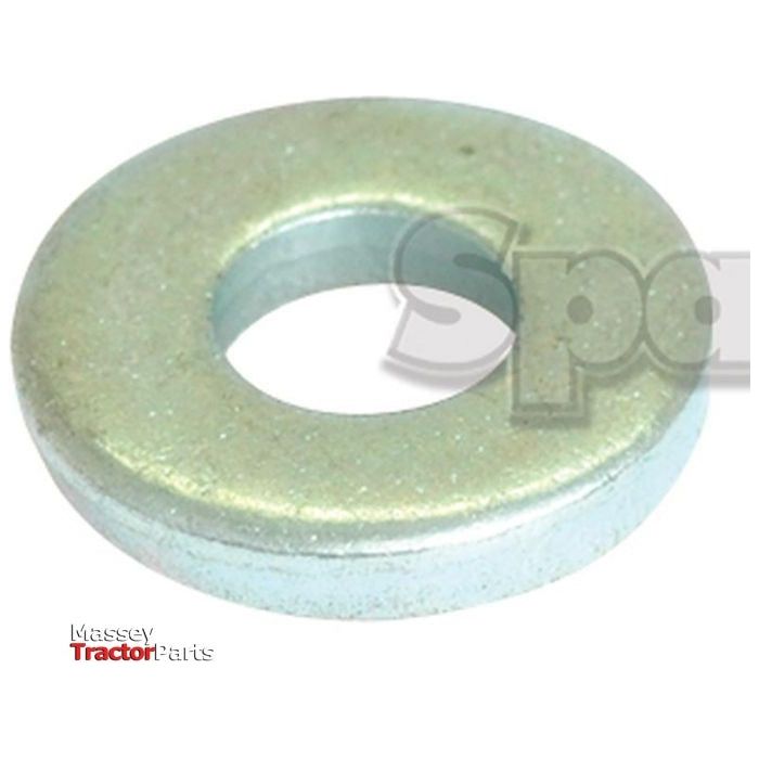 A zinc-plated metallic washer with a circular hole in the center. The words "Sparex" are in the bottom left corner, indicating it's a high-quality metric flat washer with an inner diameter of 4mm, outer diameter of 12mm, and thickness of 1.6mm, adhering to DIN 125A standards. The product is available under Sparex Part No.S.54830.
