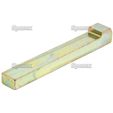 The Sparex Metric Gib Head Key 8.0 x 7.0 x 50mm (DIN 6884/6887) features a rectangular metal design with a notched end, a slightly textured surface, and a yellowish tint.