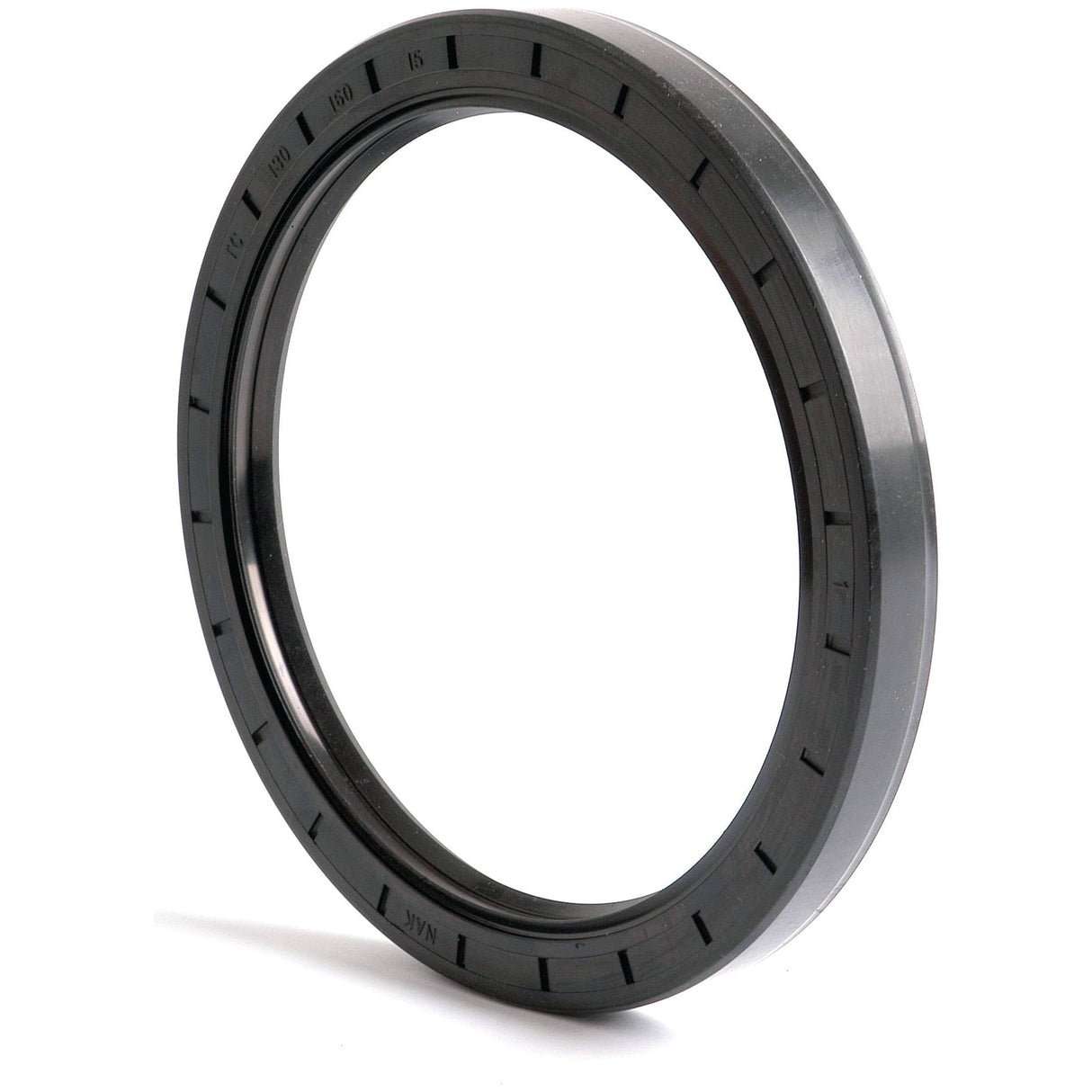 A circular black rubber oil seal with ridges, displayed against a plain white background. This Sparex Metric Rotary Shaft Seal, Part No.S.50479, features a double lip design and measures 130 x 160 x 15mm.