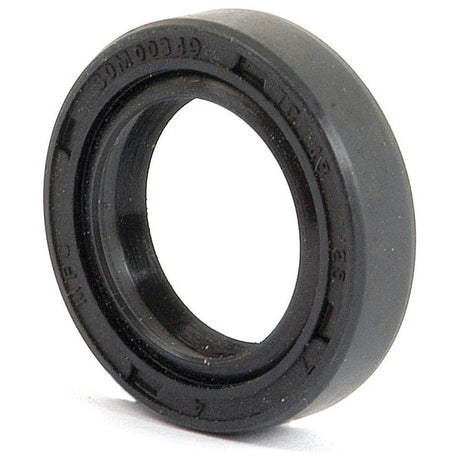 Close-up of a black rubber Sparex Metric Rotary Shaft Seal with markings, commonly used in machinery to prevent leakage. This double lip oil seal, identified as Sparex Part No. S.50177, measures 18 x 28 x 7mm.