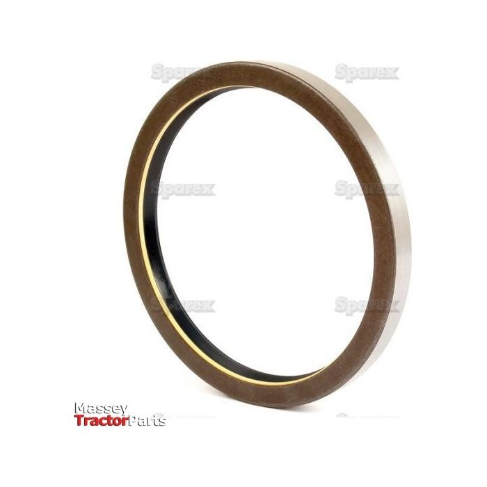 Close-up of a circular tractor oil seal against a white background, featuring a brown outer ring and black inner lining. Text in the image reads "Massey Tractor Parts" and "Sparex," showcasing this essential Metric Rotary Shaft Seal, 190 x 220 x 20mm (Sparex Part No.S.42157) for Massey Ferguson or Landini tractors.