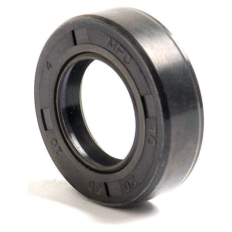 A close-up view of the Sparex Metric Rotary Shaft Seal, 20 x 35 x 10mm Double Lip (Part No. S.50183) features clear markings on its surface. The double lip design ensures optimal performance with precise dimensions of 20 x 35 x 10mm.