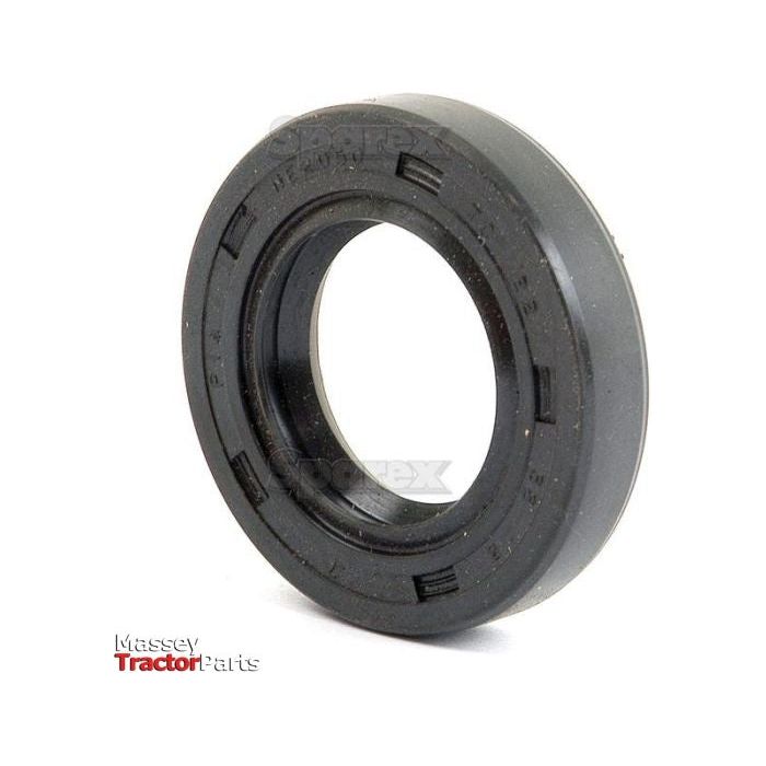 Close-up of a black rubber oil seal, Sparex Metric Rotary Shaft Seal, 22 x 38 x 8mm Double Lip (Part No. S.50194), featuring the Massey Tractor Parts logo in the bottom left corner.