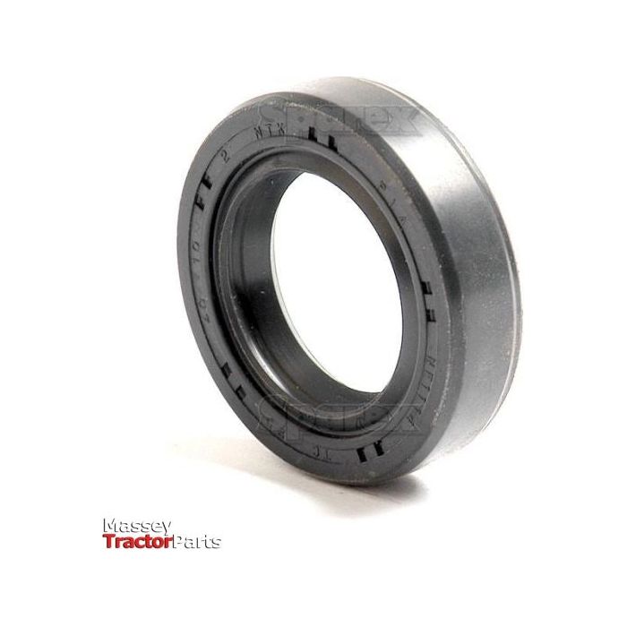 A close-up image of a circular mechanical seal with grooves and text imprinted on it. The logo "Massey Tractor Parts" is visible in the lower left corner. This Sparex Metric Rotary Shaft Seal, Part No.S.50208, features a double lip design and precise dimensions of 25 x 40 x 10mm, showcasing fine details perfect for precise engineering applications.