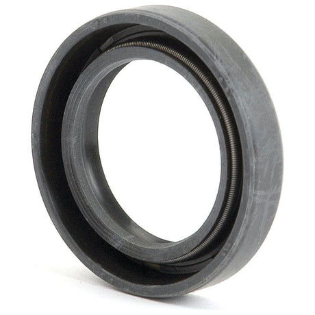 The Sparex S.50204 Metric Rotary Shaft Seal, sized 25 x 37 x 7mm, features a circular rubber design with a metallic inner spring and a double lip for effective fluid sealing in components.