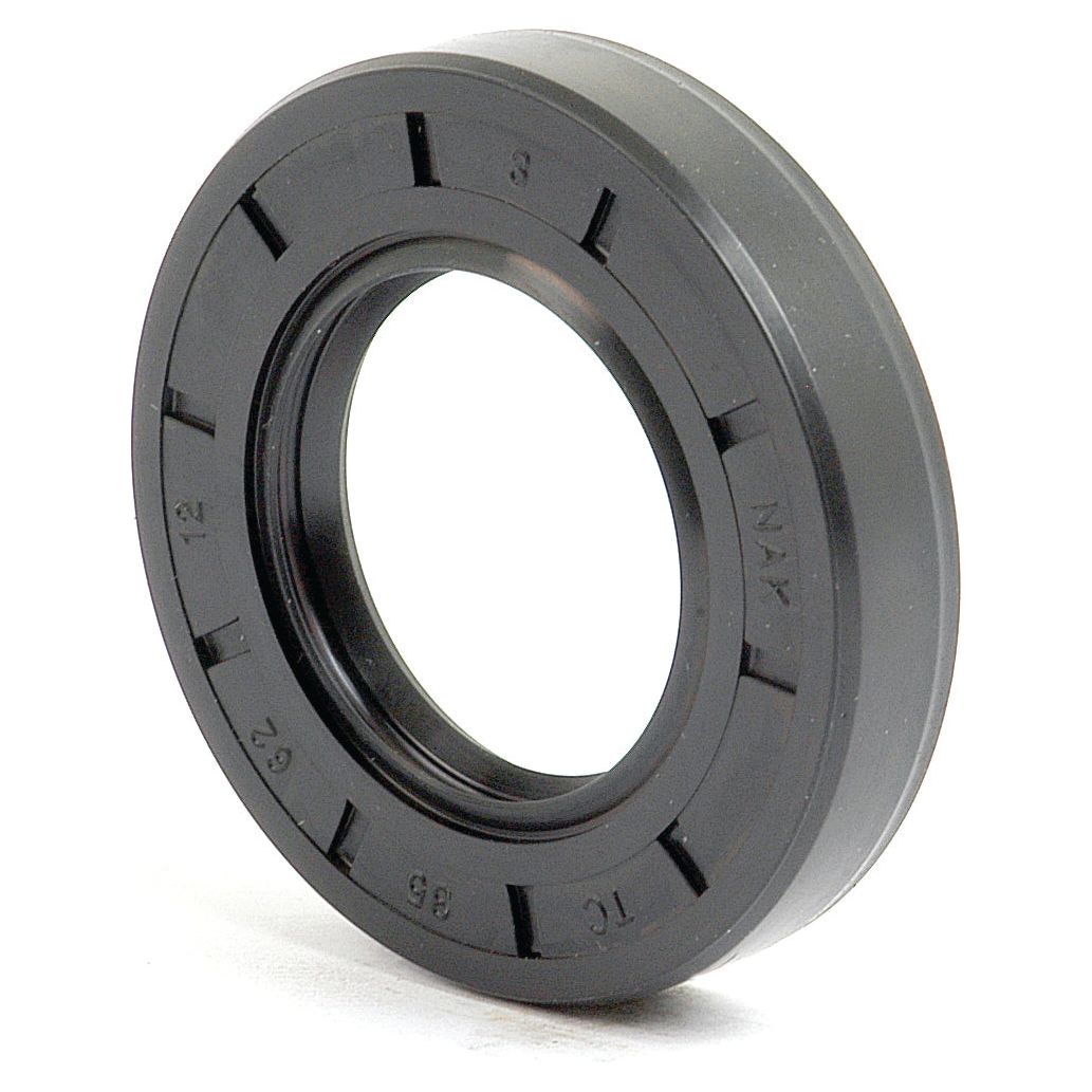 A black, circular rubber oil seal with a ridged outer edge and a smooth inner ring, similar to the Sparex S.50288 metric rotary shaft seal (35 x 62 x 12mm). This double lip design ensures optimal performance.