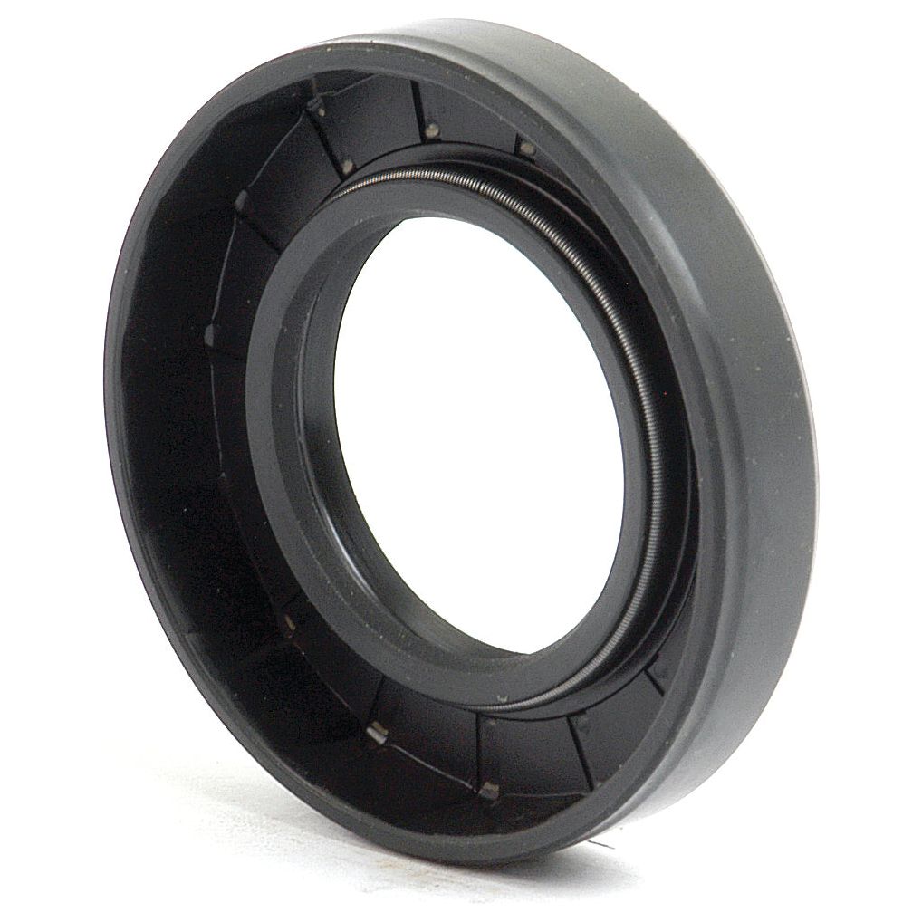A Sparex Metric Rotary Shaft Seal, part number S.50288, measuring 35 x 62 x 12mm with a black rubber double lip and ridged interior, circular-shaped and positioned upright.