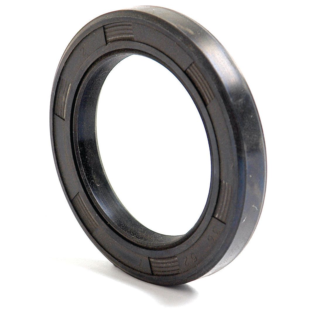 A black rubber oil seal with a circular shape and inner diameter, like the Sparex Metric Rotary Shaft Seal (36 x 52 x 7mm Double Lip, Sparex Part No.S.50298), is commonly used to prevent leakage of lubricants within machinery.