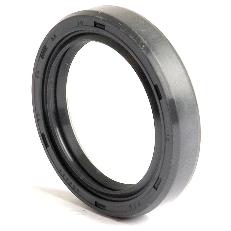 A black rubber Sparex Metric Rotary Shaft Seal, 40 x 55 x 10mm (Sparex Part No. S.50313), features a circular shape with small ridges on the inner edge and a Double Lip design.