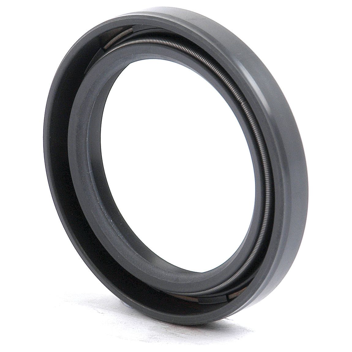 The Sparex Metric Rotary Shaft Seal, 40 x 55 x 8mm Double Lip (Part No. S.50312), is a black circular mechanical seal with an inner spring, perfect for machinery or industrial applications.