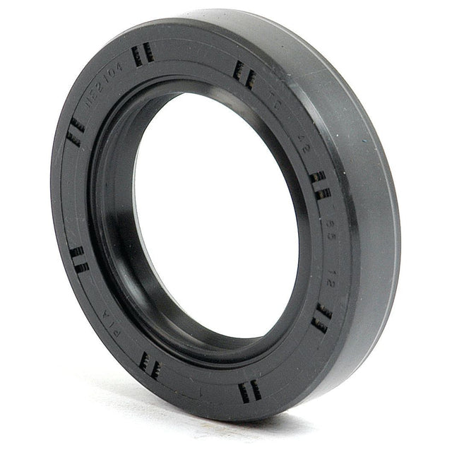 A circular, black rubber seal with grooved outer edges and an inner ring, the Sparex Metric Rotary Shaft Seal (Sparex Part No. S.50337) features a 42 x 65 x 12mm double lip design ideal for mechanical or automotive applications. Perfectly suited for metric rotary shaft seal needs, it even matches Kubota 09500-26512 specifications.