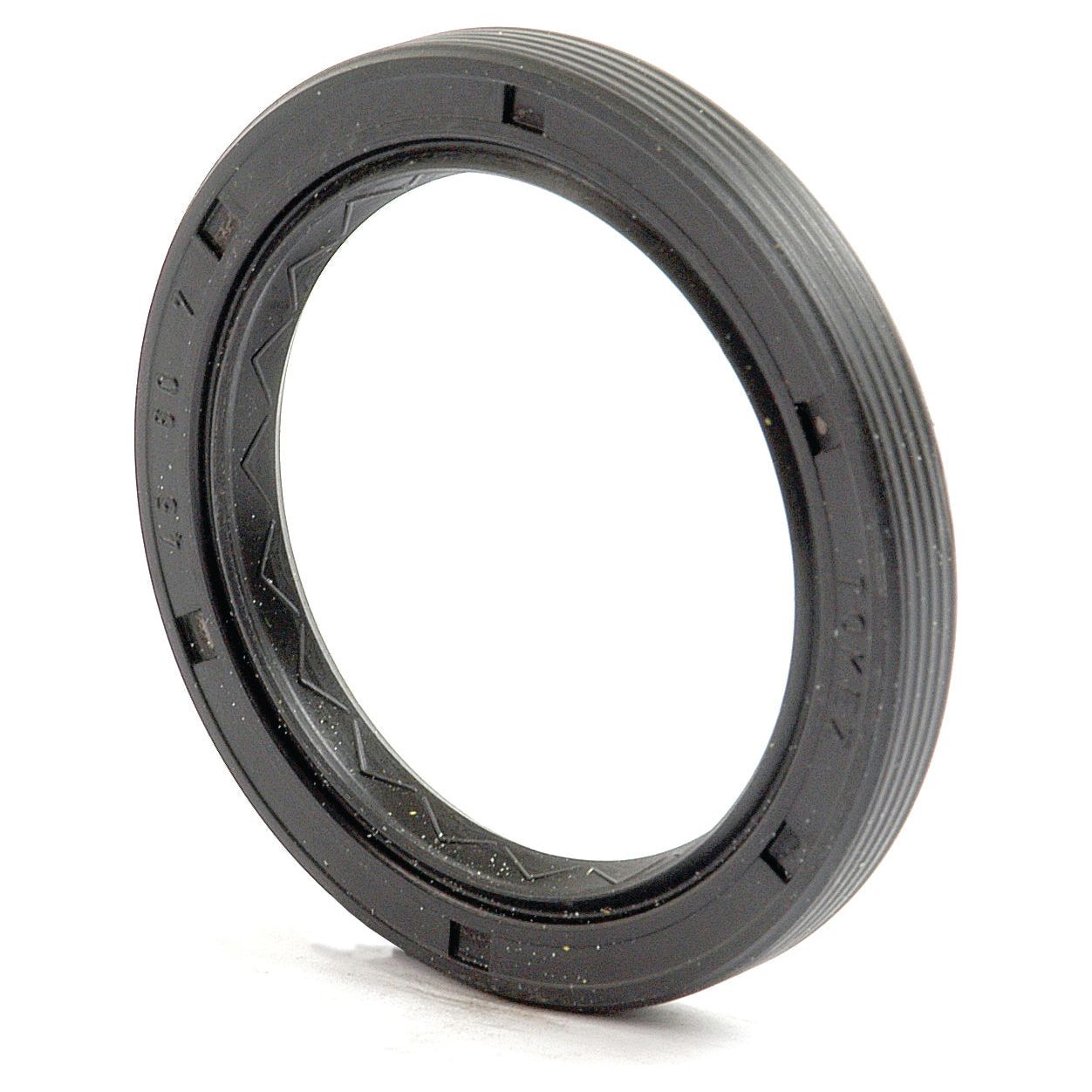 The Sparex Metric Rotary Shaft Seal (45 x 60 x 7mm) | Sparex Part No.S.59089 features a black rubber oil seal ring with a ridged outer surface and smooth inner surface, making it ideal for Case IH and Fiat Ford New Holland machinery components. This metric rotary shaft seal ensures optimal sealing performance.