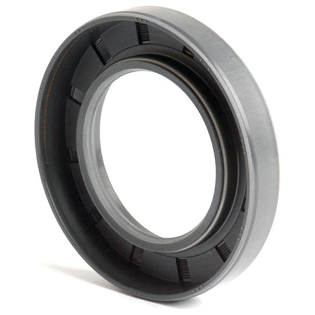 A close-up of a black and silver mechanical component, such as the Metric Rotary Shaft Seal (48 x 80 x 13mm Single Lip) by Sparex, featuring a circular design with an inner ring.
