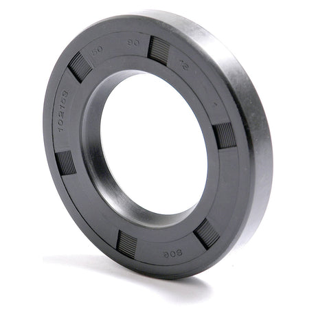 The image features a black rubber Metric Rotary Shaft Seal with a circular design and ridged surface, used to prevent fluid leakage in machinery. Isolated on a white background, this single lip seal measures 50 x 90 x 13mm and is known by its Sparex Part No. S.50390.
