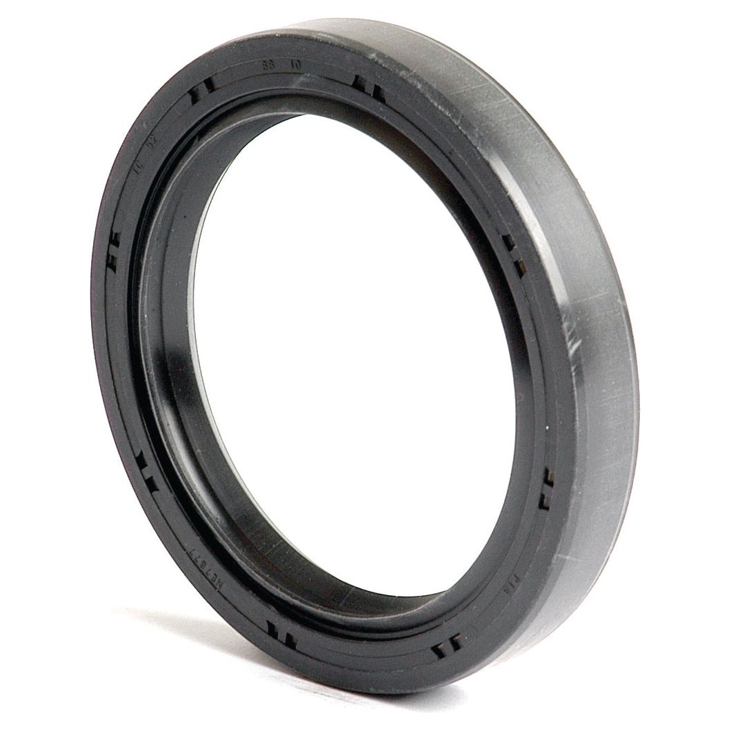 A circular black rubber oil seal, identified as the Metric Rotary Shaft Seal 52 x 68 x 10mm Double Lip, featuring a smooth inner surface and a ridged outer edge. This Sparex Part No.S.50392 ensures optimal performance with its precise design.