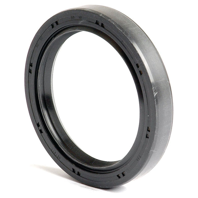 A circular black rubber oil seal, identified as the Metric Rotary Shaft Seal 52 x 68 x 10mm Double Lip, featuring a smooth inner surface and a ridged outer edge. This Sparex Part No.S.50392 ensures optimal performance with its precise design.