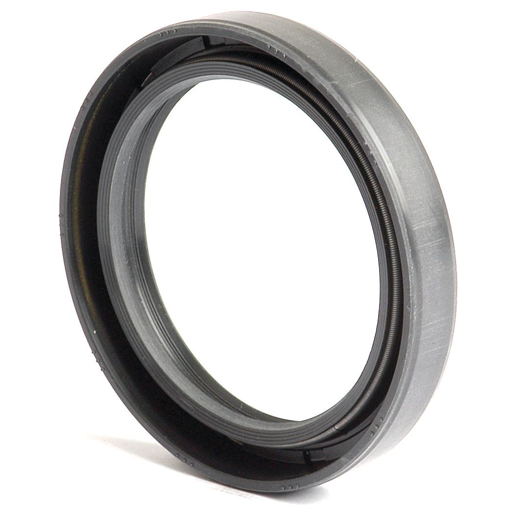 Close-up of a single, circular, black metal adapter ring used for attaching camera lenses, featuring a design akin to the precision engineering of Sparex’s Metric Rotary Shaft Seal, 52 x 68 x 10mm Double Lip (Sparex Part No.S.50392).