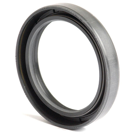 Close-up of a single, circular, black metal adapter ring used for attaching camera lenses, featuring a design akin to the precision engineering of Sparex’s Metric Rotary Shaft Seal, 52 x 68 x 10mm Double Lip (Sparex Part No.S.50392).