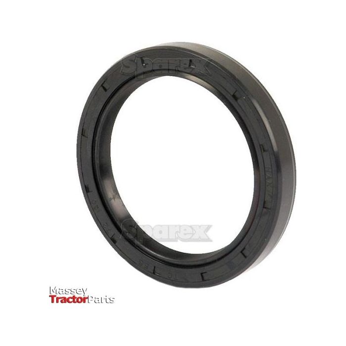 Image of a black rubber gasket seal with the branding "Sparex" engraved on it, presented against a white background. The text "Massey Tractor Parts" appears in the bottom left corner, highlighting its compatibility with Fiat 411R models and featuring a robust double lip design. The product is identified as the Metric Rotary Shaft Seal, 55 x 72 x 10mm Double Lip | Sparex Part No.S.50405.