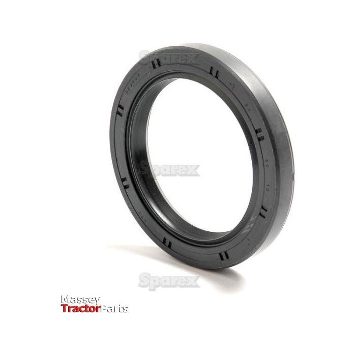 A black rubber rotary shaft seal with a circular design, displayed on a plain white background. The text "Massey Tractor Parts" appears in the lower-left corner. This Sparex Metric Rotary Shaft Seal, 58 x 80 x 10mm Double Lip (Part No.S.50418) ensures durability and precision for your machinery needs.