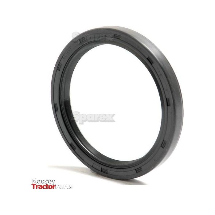 Close-up of a black rubber Double Lip tractor oil seal with visible text "Sparex" and "Massey Tractor Parts" on a white background. This Metric Rotary Shaft Seal, branded as Sparex Part No.S.50421, measures 60 x 75 x 8mm.