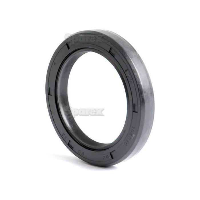 A black, circular rubber oil seal with ridges along the inner circumference and markings on the outer edge, the Sparex Metric Rotary Shaft Seal (Part No. S.50427) measures 60 x 85 x 12mm and features a durable double lip design for enhanced performance.