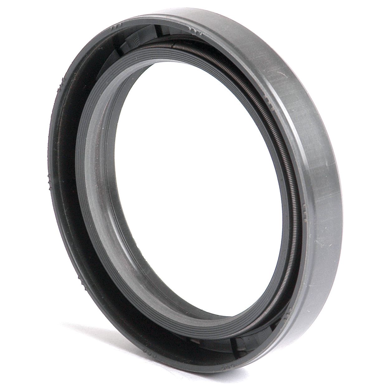 A metallic circular mechanical seal with ridges, the Sparex Metric Rotary Shaft Seal (60 x 80 x 12mm Double Lip | Part No. S.50425), is used for creating tight and secure seals in applications like automotive and machinery.