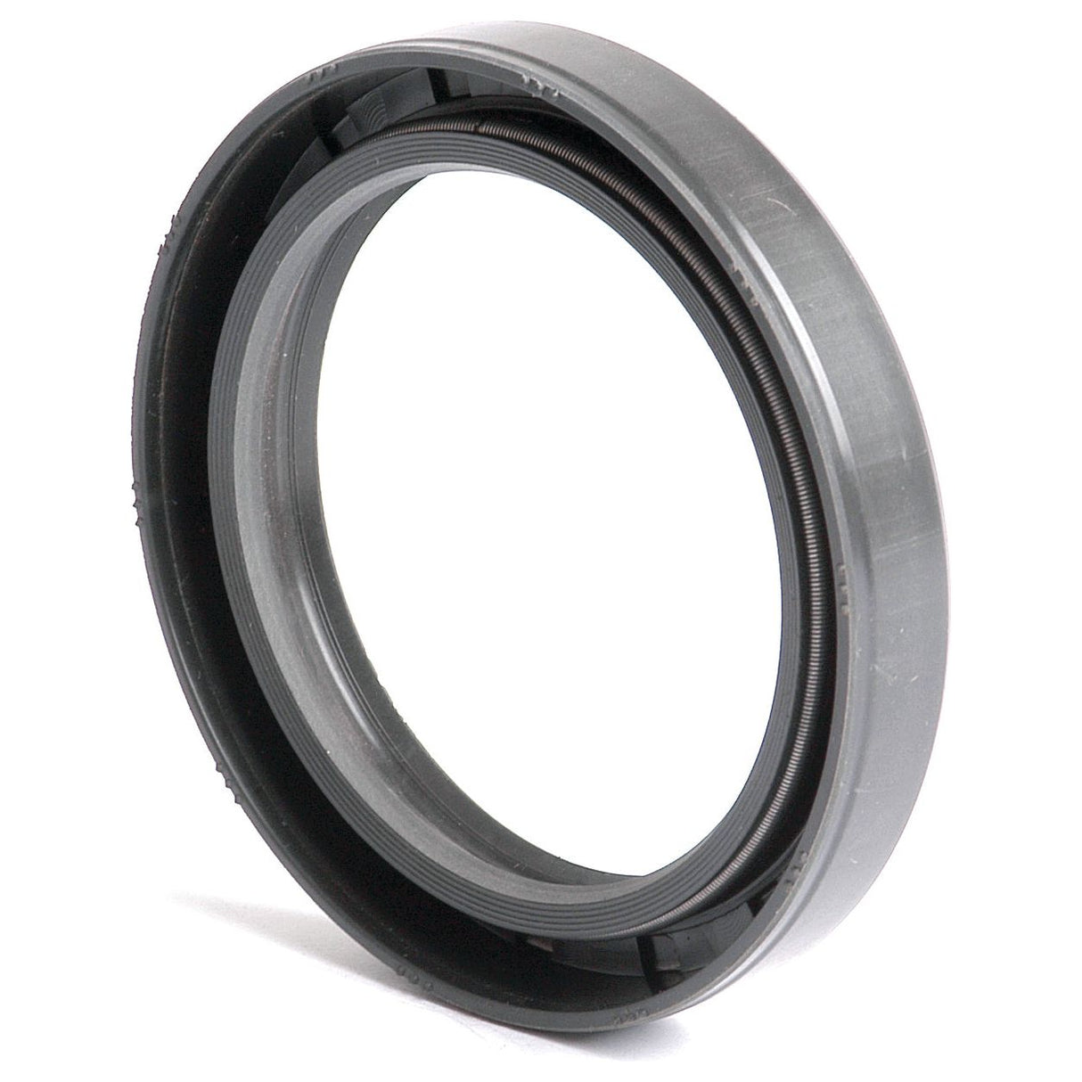A metallic circular mechanical seal with ridges, the Sparex Metric Rotary Shaft Seal (60 x 80 x 12mm Double Lip | Part No. S.50425), is used for creating tight and secure seals in applications like automotive and machinery.