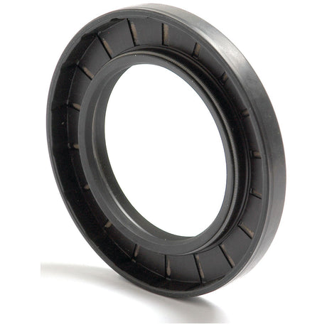 A close-up view of a Sparex Metric Rotary Shaft Seal, measuring 60 x 95 x 10mm with double lips, featuring a ridged outer edge and a smooth inner ring, designed to prevent lubricant leakage in machinery. This is the Sparex Part No. S.50430.