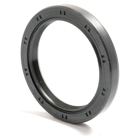 The Metric Rotary Shaft Seal from Sparex, measuring 65 x 85 x 10mm and featuring a double lip design for enhanced performance (Sparex Part No.S.50435), is depicted against a plain white background. This black rubber O-ring seal is circular in shape with grooves along its inner and outer edges.