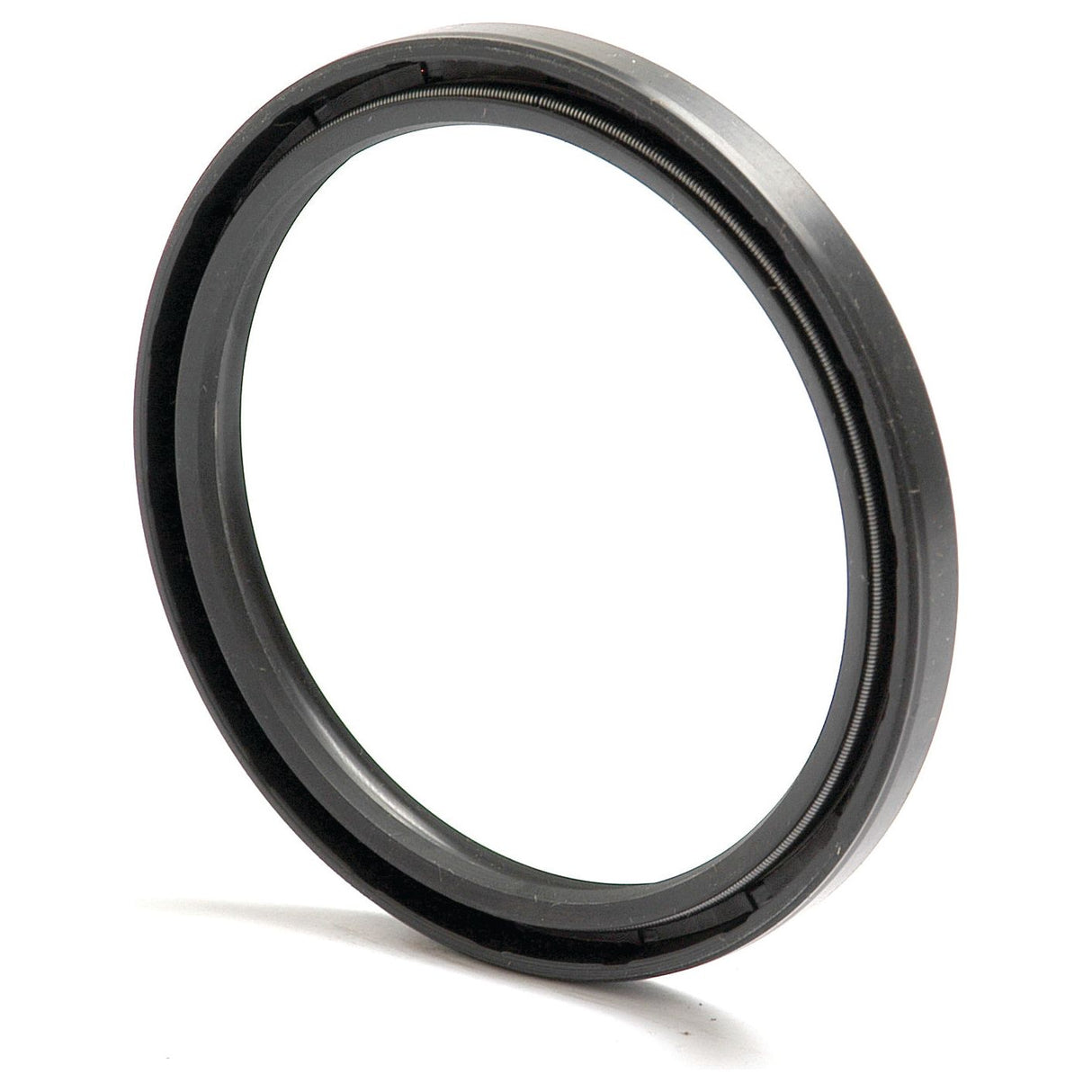 A close-up view of a circular black camera lens filter with a threaded edge, resembling the precision and design of the Sparex Metric Rotary Shaft Seal, 75 x 90 x 8mm Double Lip (Sparex Part No. S.50452).