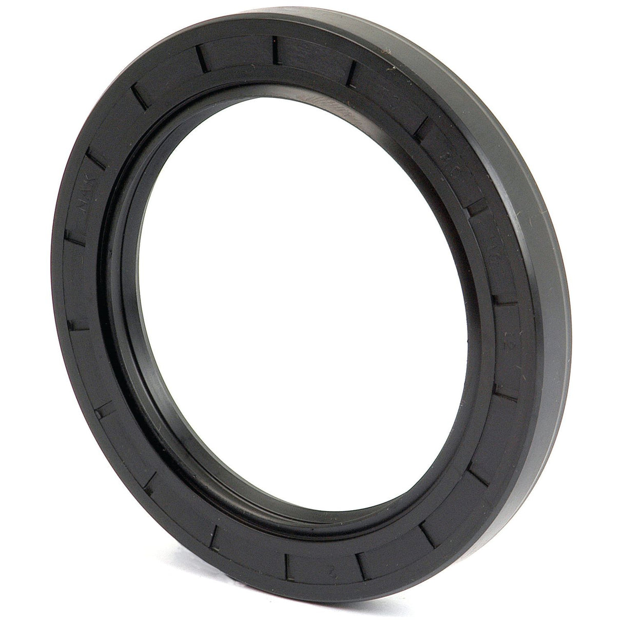 A black circular rubber seal with a smooth outer edge and internal ridges, the Sparex Metric Rotary Shaft Seal (Part No. S.50459), measuring 80 x 110 x 12mm with a double lip design, is engineered to prevent leaks in mechanical systems.