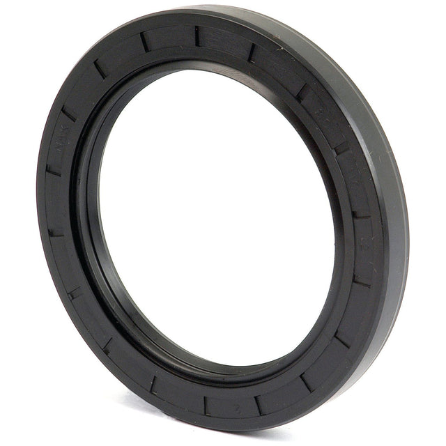 A black circular rubber seal with a smooth outer edge and internal ridges, the Sparex Metric Rotary Shaft Seal (Part No. S.50459), measuring 80 x 110 x 12mm with a double lip design, is engineered to prevent leaks in mechanical systems.